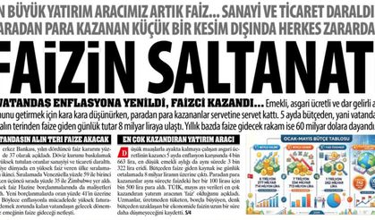 Faizin Saltanatı: Vatandaş Enflasyona Yenildi, Fiazci Kazandı Alın Terinden Faize Giden Günlük Tutar 8 Milyar TL