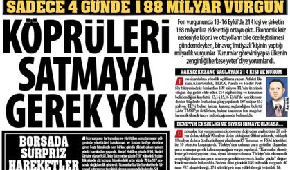 Köprüleri Satmaya Gerek Yok:Bir Avuç ‘İmtiyazlı’ Kişinin Yaptığı Milyarlık Vurgunlar ‘Kurumlar Görevini Yapsa Herkese...