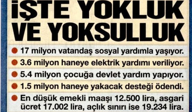 İşte Yokluk ve Yoksulluk Tablosu