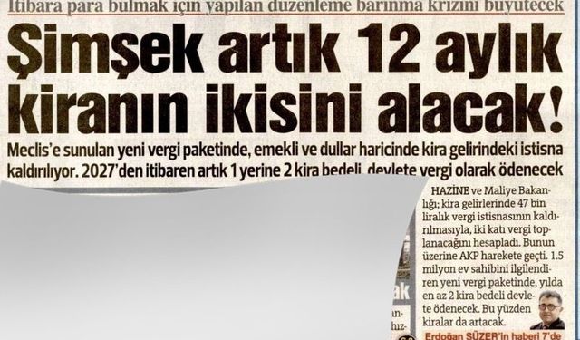 10 Kira Ev Sahibine 2 Kira Devlete: Bakan Şimşek 12 Aylık Kiranın İkisini Alacak