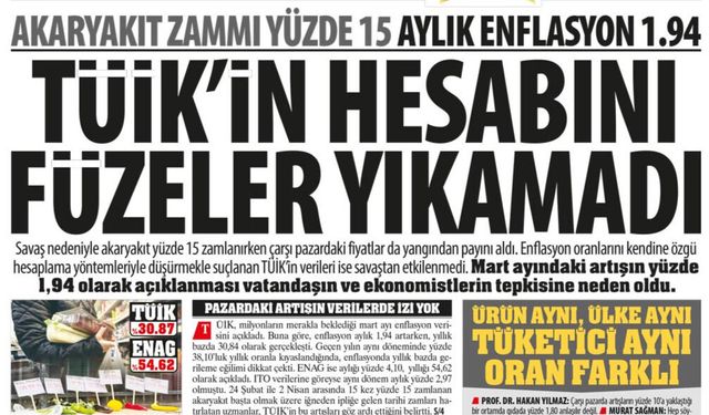 Akaryakıt Zammı Yüzde 15 Aylık Enflasyon 1.94:TÜİK'in Hesabını Füzeler Yıkamadı, TÜİK Savaşa Meydan Okudu...?