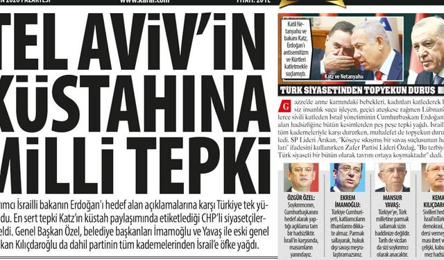 Tel Aviv'in Küstahına Milli Tepki: Küstahlığa Karşı Türkiye Tek Yürek Oldu