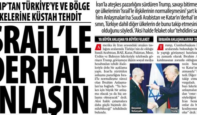 Trump’tan Türkiye’ye ve Bölge Ülkelerine Küstah Tehdit: İsrail'le Derhal Anlaşın Zorbalığı