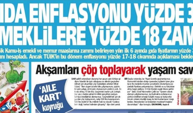 Yeniçağ Gazetesi: Gıda  Enflasyonu Yüzde 35 Emeklilere Yüzde 18 Zam