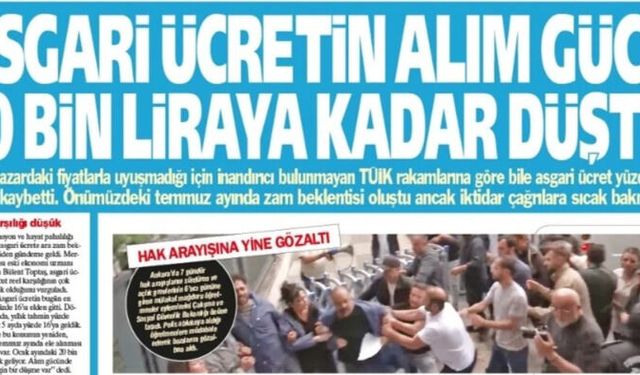 Yeniçağ Gazetesi: Asgari Ücretin Alım  Gücü 20 Bin Liraya Kadar  Düştü