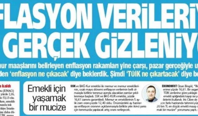 YENİÇAĞ Gazetesi: Enflasyon Verileriyle  Acı  Gerçek  Gizleniyor