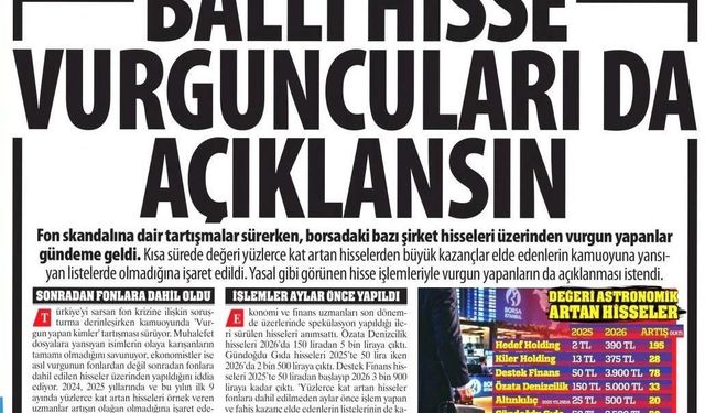 Ballı Hisse Vurguncuları da Açıklansın:Vurgun Yapanların Açıklanması İstendi