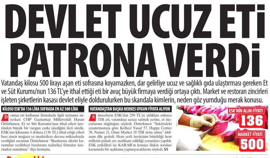 Devlet Ucuz Eti Patrona Verdi: 'ESK 136 TL’ye İthal Ettiği Eti Bir Avuç Büyük Firmaya Verdiği Ortaya Çıktı'