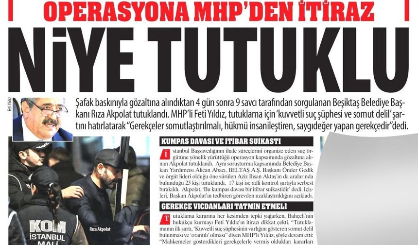 Beşiktaş Belediyesine Yönelik Operasyona MHP’den İtiraz: Niye Tutuklu? ‘Kuvvetli Suç Şüphesi ve Somut Delil’ Hatırlatmsı