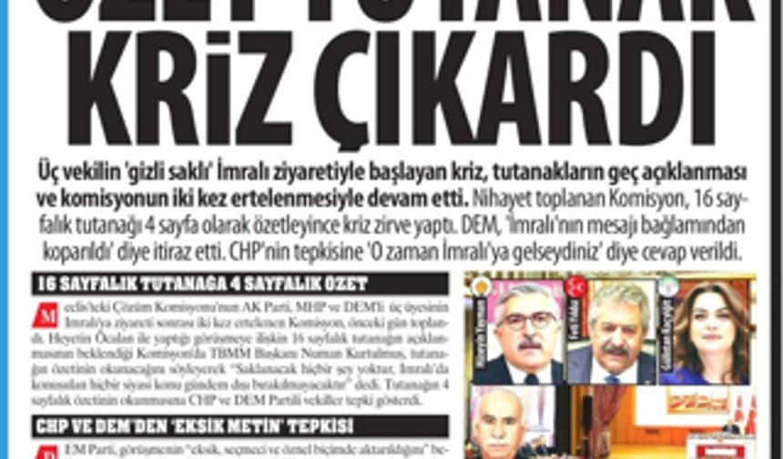 Özet Tutanak Kriz Çıkardı