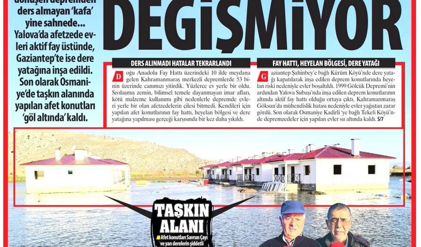 'O Kafa' Değişmiyor: Afet Konutları ‘Göl Altında’ Kaldı