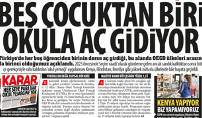 Beş Çocuktan Biri Okula Aç Gidiyor: OECD Ülkeleri Arasında Birinci Olduğumuz Açıklandı