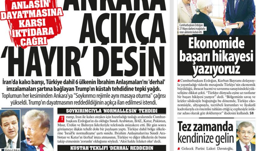Trump'ın 'İsrail'le Anlaşın' Dayatmasına Karşı Ankara'ya "Soykırımcı Rejimle Aynı Masaya Oturma Hayır De'' Çağrısı