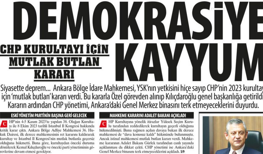 CHP Kurultayı İçin Mutlak Butlan Kararı: Siyasette Deprem, Demokrasiye Kayyum