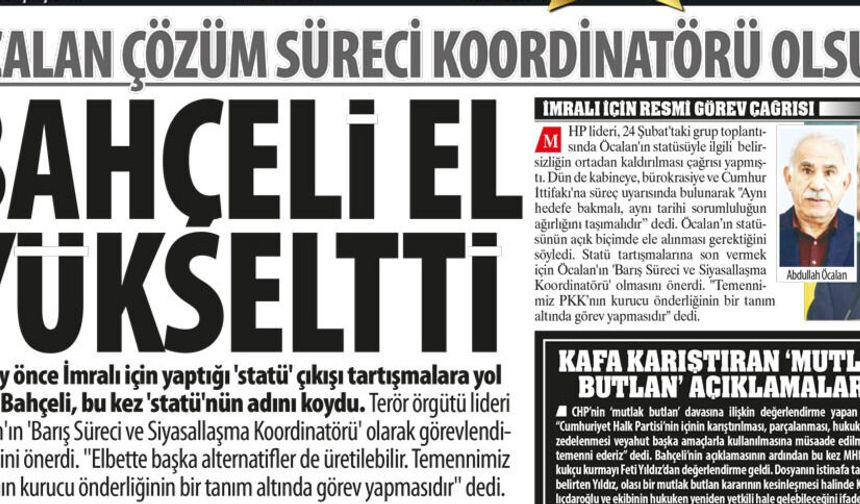 Devlet Bahçeli El Yükseltti: Terör Örgütü Lideri  ''Öcalan Çözüm Süreci Koordinatörü Olsun'' Teklifi