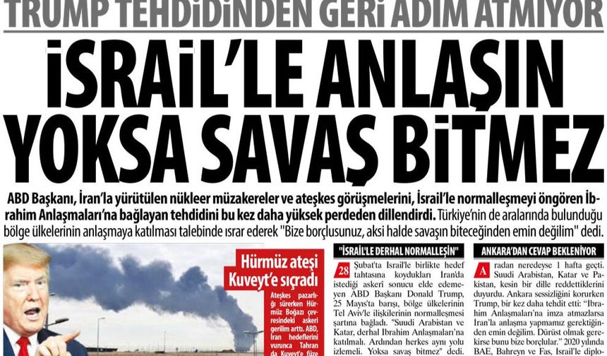 Trump Küstah Tehdidinden Geri Adım Atmıyor: İsrail'le Anlaşın Yoksa Savaş Bitmez, İnsanlar Bunların Kölesi mi?