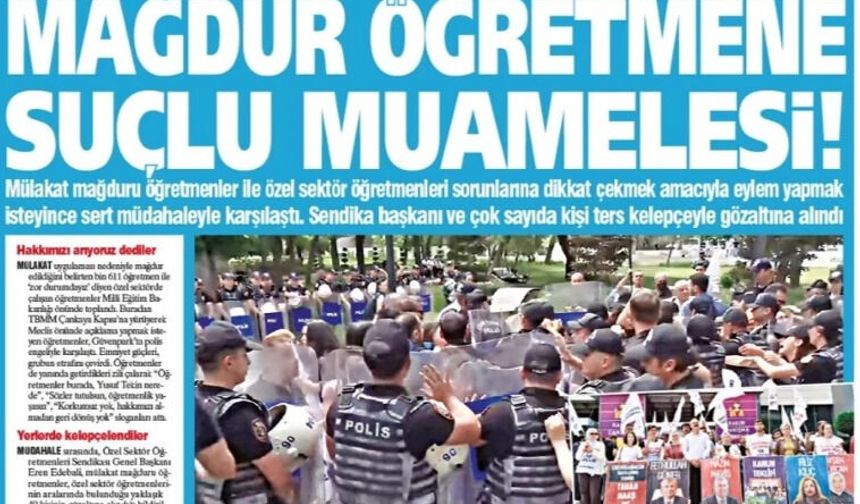 Yeniçağ Gazetesi: Mağdur Öğretmene Suçlu Muamelesi