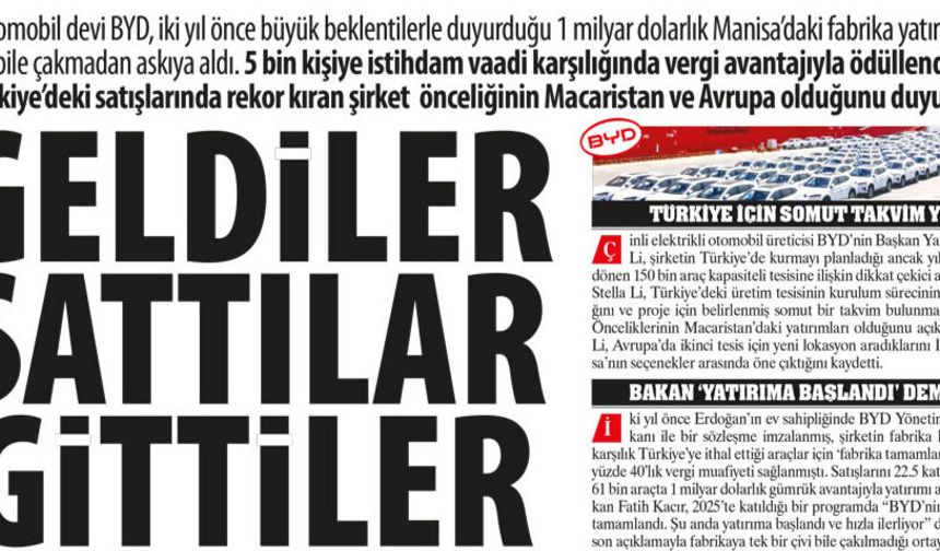 Geldiler, Sattılar, Gittiler: Bakan 'Yatırıms Başlandı' Demişti, Öncelik Macaristan ve Avrupa Oldu