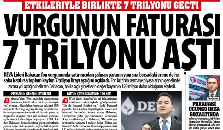 ''Yatırımcıdan Çalınan Vurgunun Faturası 7 Trilyonu Aştı''