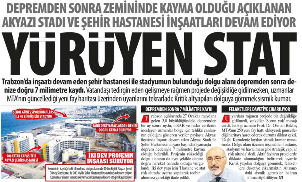 Akyazı Stadı ve Şehir Hastanesi İnşaatları Devam Ediyor: Yürüyen Stat, Sismik Kumar