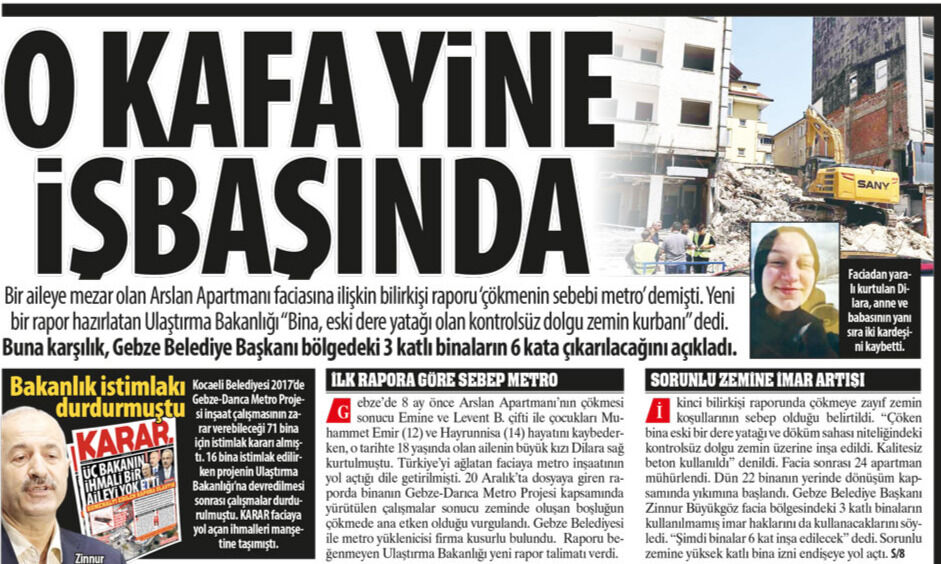 O Kafa Yine İşbaşında:Ne Zaman Ders Alınacak? Zemin Uygun Değilse 3 Kat 6 Kata Neden Çıkarıldı? Ruhsat Niye Verildi?