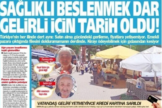 Yeniçağ Gazetesi: 'Sağlıklı Beslenmek Dar Gelirli İçin Tarih Oldu'