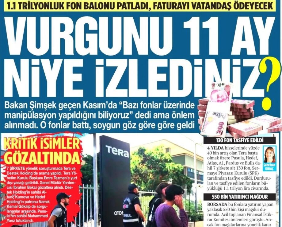 1.1 Trilyonluk Fon Balonu Patladı, Faturayı Vatandaş Ödeyecek, Vurgunu  11 Ay Niye İzlediniz?
