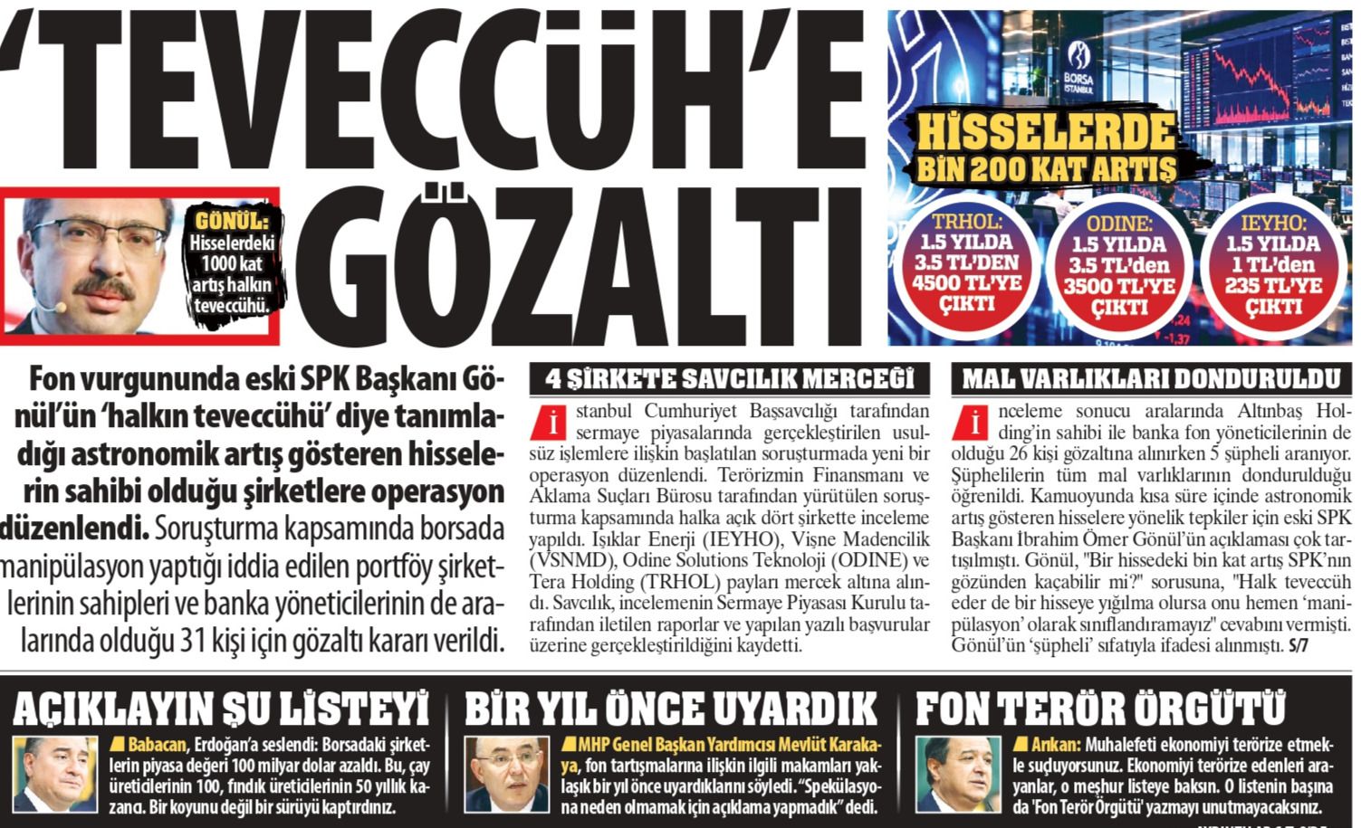 ‘Teveccüh’e Gözaltı… Hisse Senedi Manipülasyonu Yapan Şirketlere Operasyon