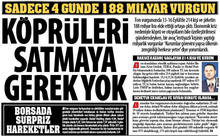 Köprüleri Satmaya Gerek Yok:Bir Avuç ‘İmtiyazlı’ Kişinin Yaptığı Milyarlık Vurgunlar ‘Kurumlar Görevini Yapsa Herkese...