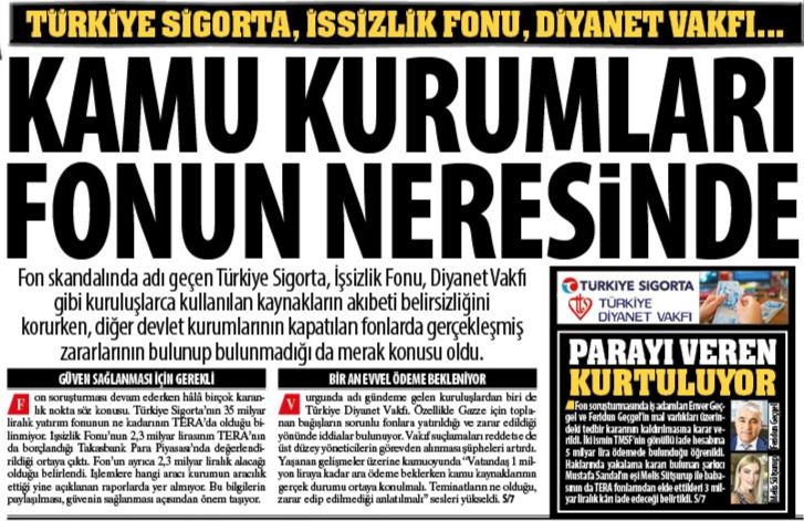 Kamu Kurumları Fonun Neresinde: Türkiye Sigorta, İşsizlik Fonu, Diyanet Vakfı, Kullanılan Kaynakların Belirsizliği...