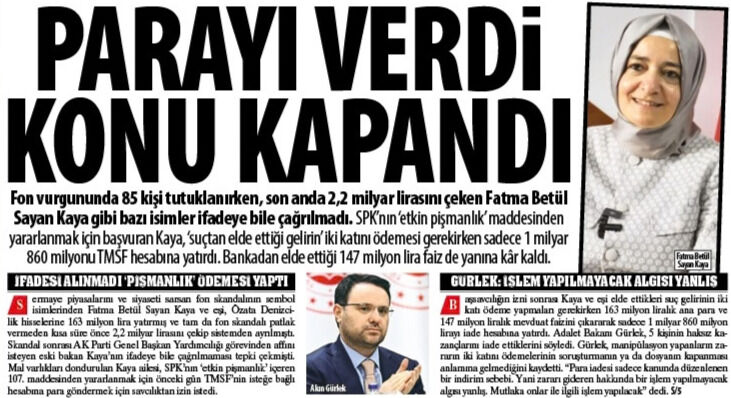 Parayı Verdi Konu Kapandı,İfadeye Bile Çağrılmadı,1 Milyar 860 Milyonu Yatırdı 147 Milyon TL  Faiz de Yanına Kâr Kaldı