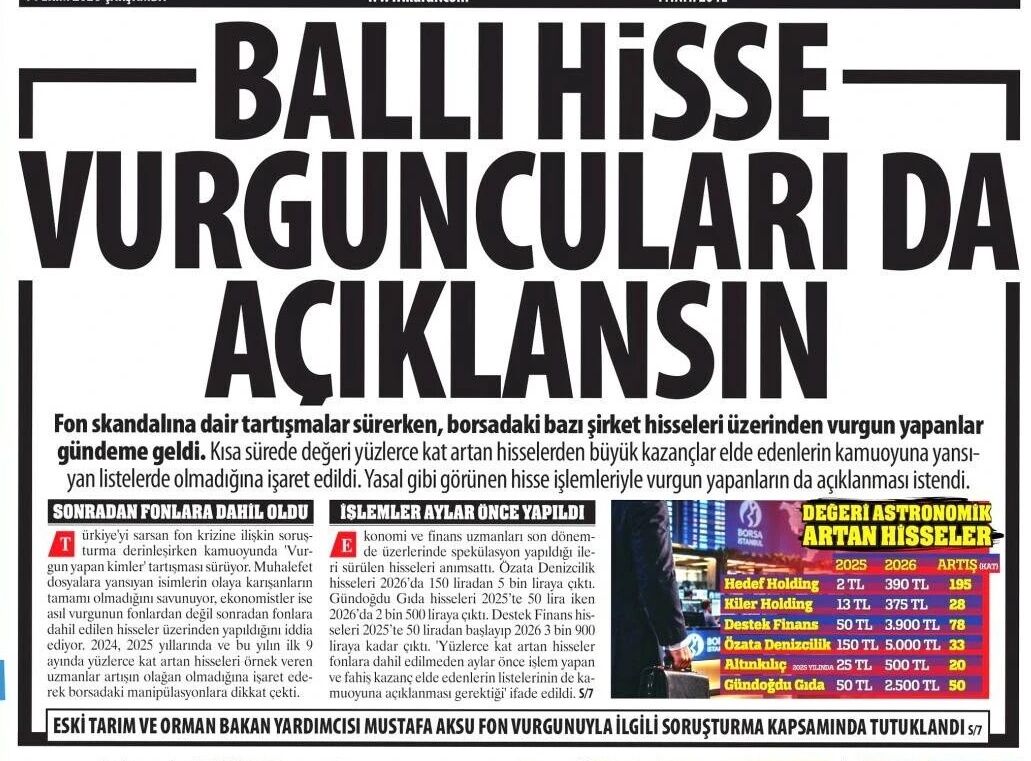 Ballı Hisse Vurguncuları da Açıklansın:Vurgun Yapanların Açıklanması İstendi