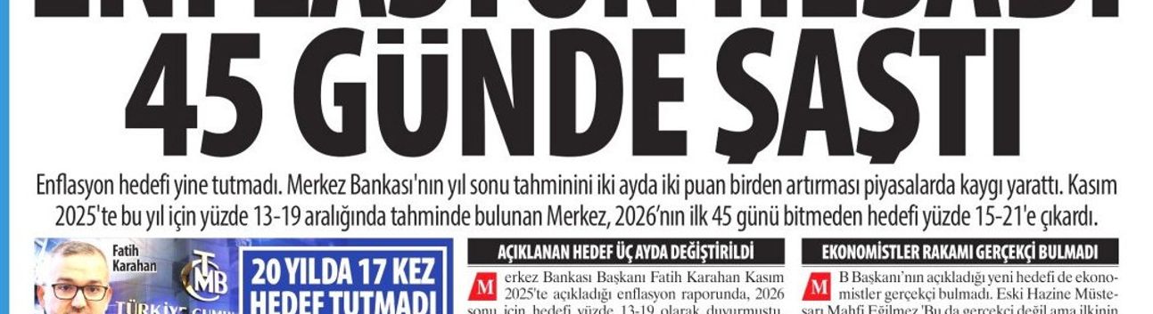 Merkez 2026 Tahminini 21'e Yükseltti: Enflasyon Hesabı 45 Günde Şaştı