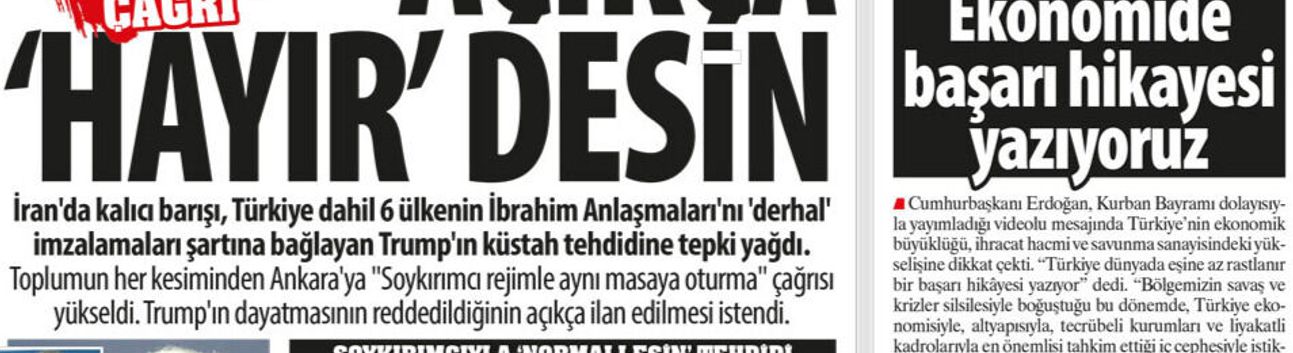 Trump'ın 'İsrail'le Anlaşın' Dayatmasına Karşı Ankara'ya "Soykırımcı Rejimle Aynı Masaya Oturma Hayır De'' Çağrısı