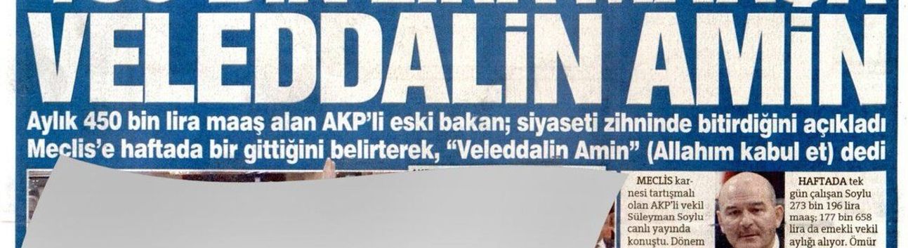 Süleyman Soylu Aylık 450 Bin Lirayı Haftada 1 Gün Meclise Giderek Kazanıyor