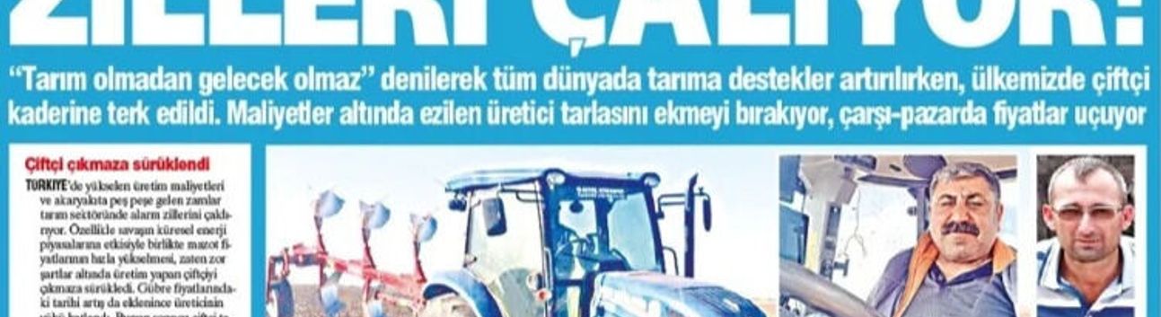 Yeniçağ Gazetesi: Tarlada Alarm Zilleri Çalıyor